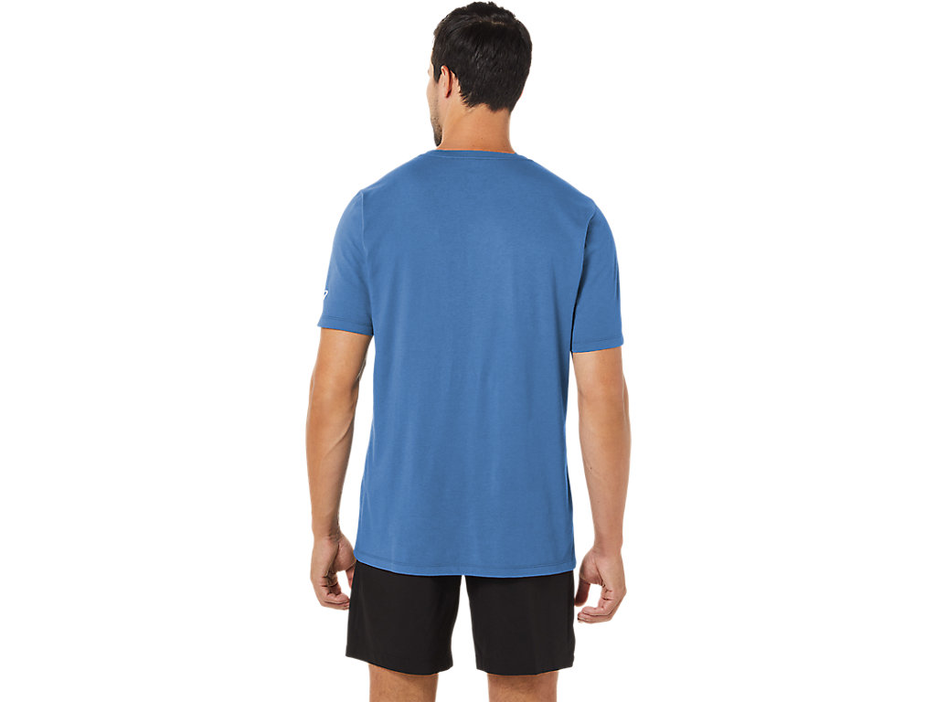 Men's Asics Paintbrush Sleeve Tee T Shirts AZURE | 2614-UMATO