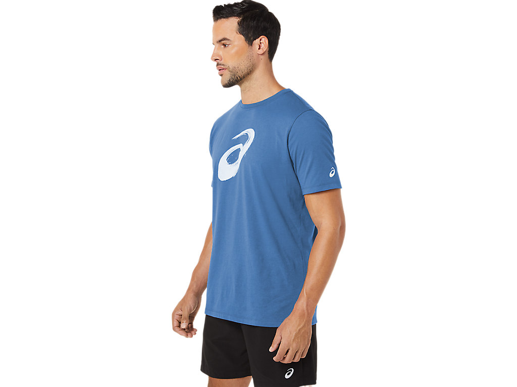 Men's Asics Paintbrush Sleeve Tee T Shirts AZURE | 2614-UMATO