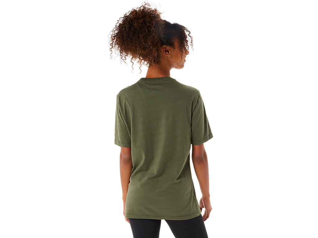 Men's Asics Paintbrush Sleeve Tee T Shirts Olive | 9268-KRTBU