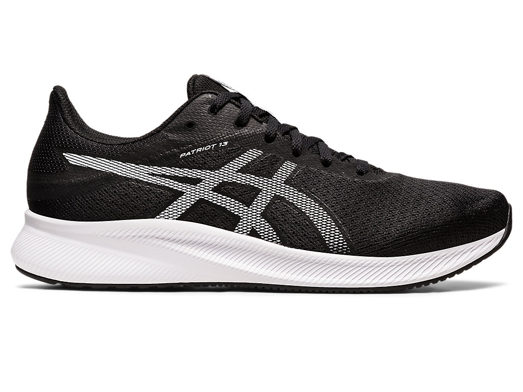 Men\'s Asics Patriot 13 Running Shoes Black / White | 1790-HNVBU