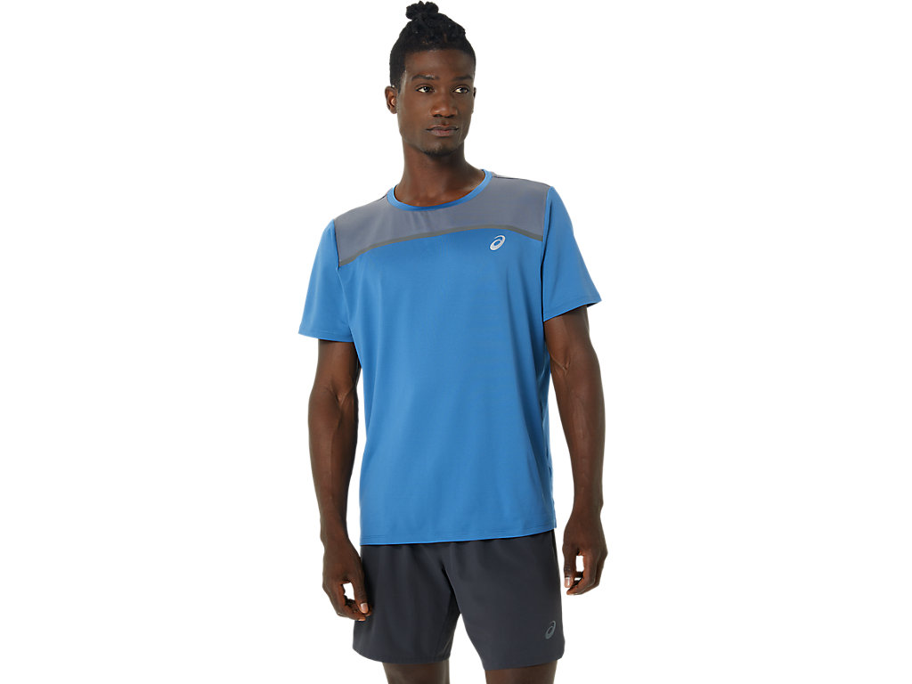 Men\'s Asics Pr Lyte Sleeve T Shirts AZURE | 2894-LJMHR