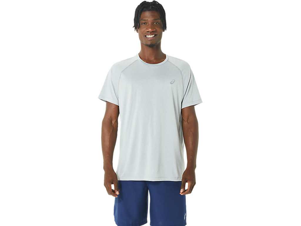 Men\'s Asics Ready-Set Lyte Sleeve T Shirts Light Grey | 4680-GNPRK