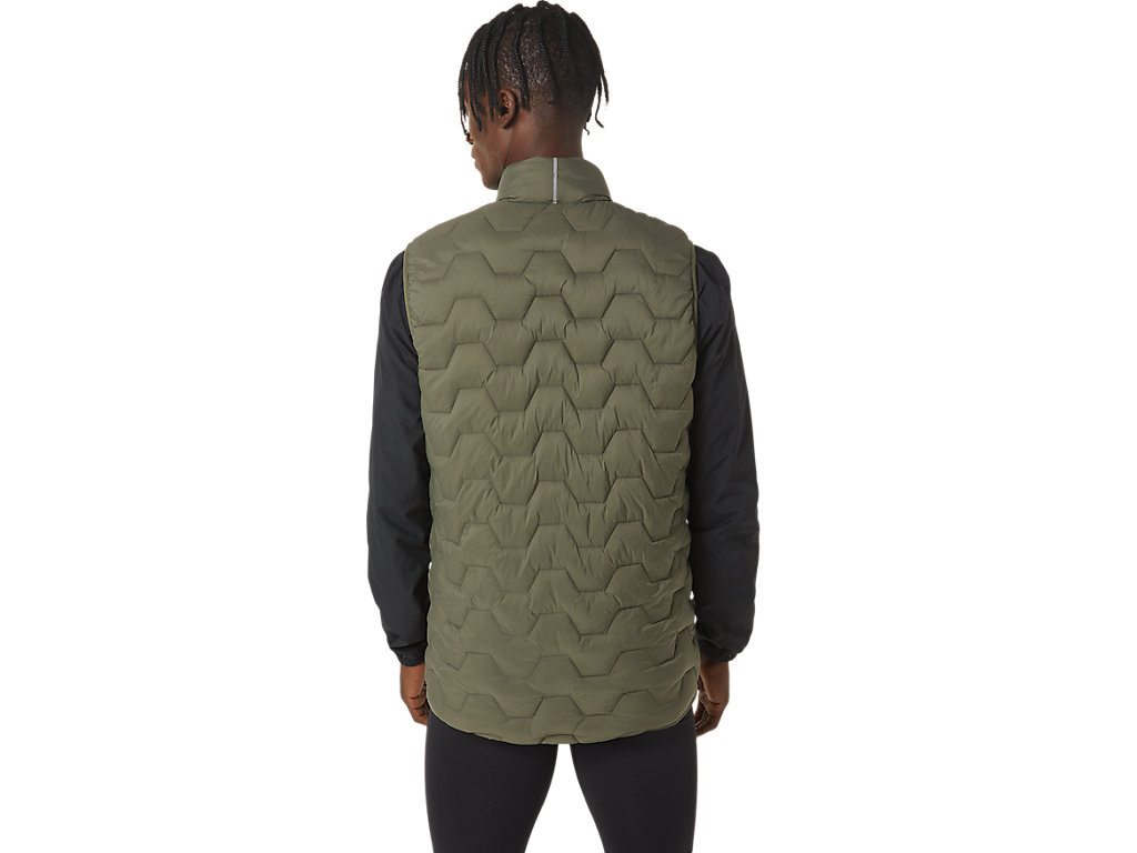 Men's Asics Reverse Ins Vest Jackets Green / Deep Grey | 0581-DFSZK