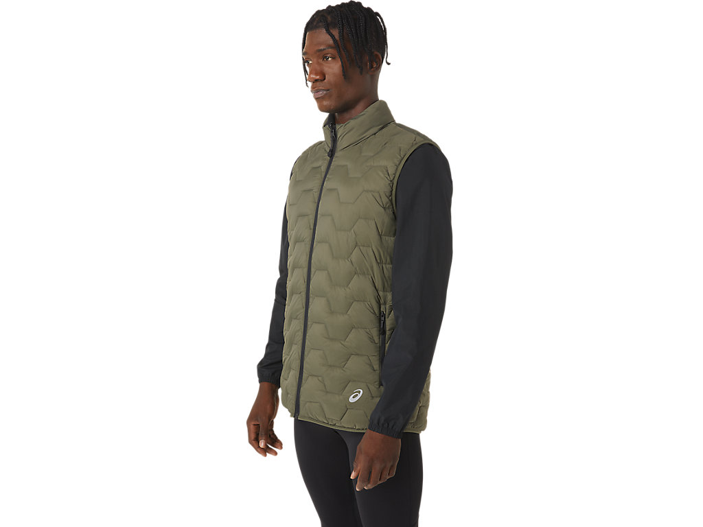 Men's Asics Reverse Ins Vest Jackets Green / Deep Grey | 0581-DFSZK