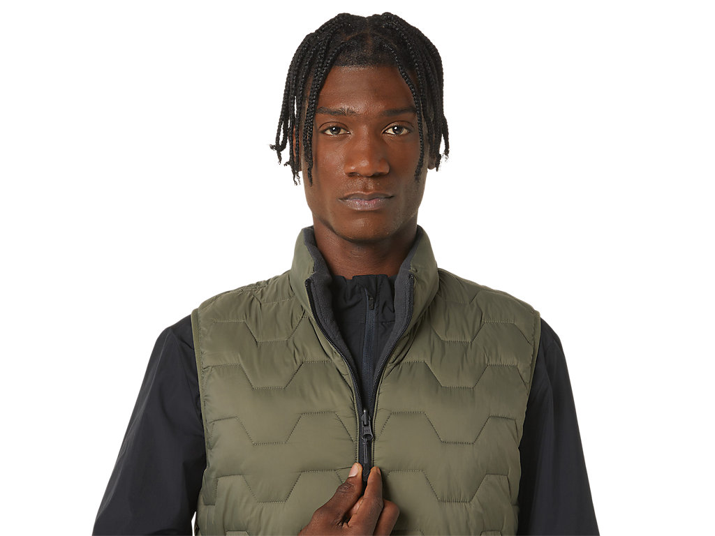 Men's Asics Reverse Ins Vest Jackets Green / Deep Grey | 0581-DFSZK