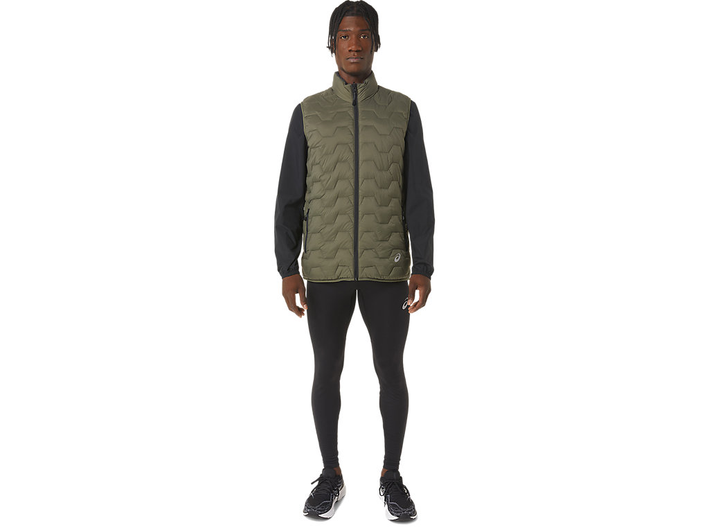 Men's Asics Reverse Ins Vest Jackets Green / Deep Grey | 0581-DFSZK