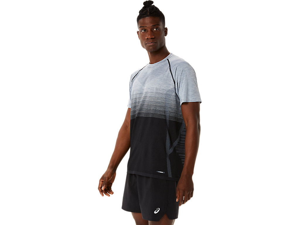 Men's Asics Seamless Sleeve T Shirts Black / Grey | 5420-HTQIF