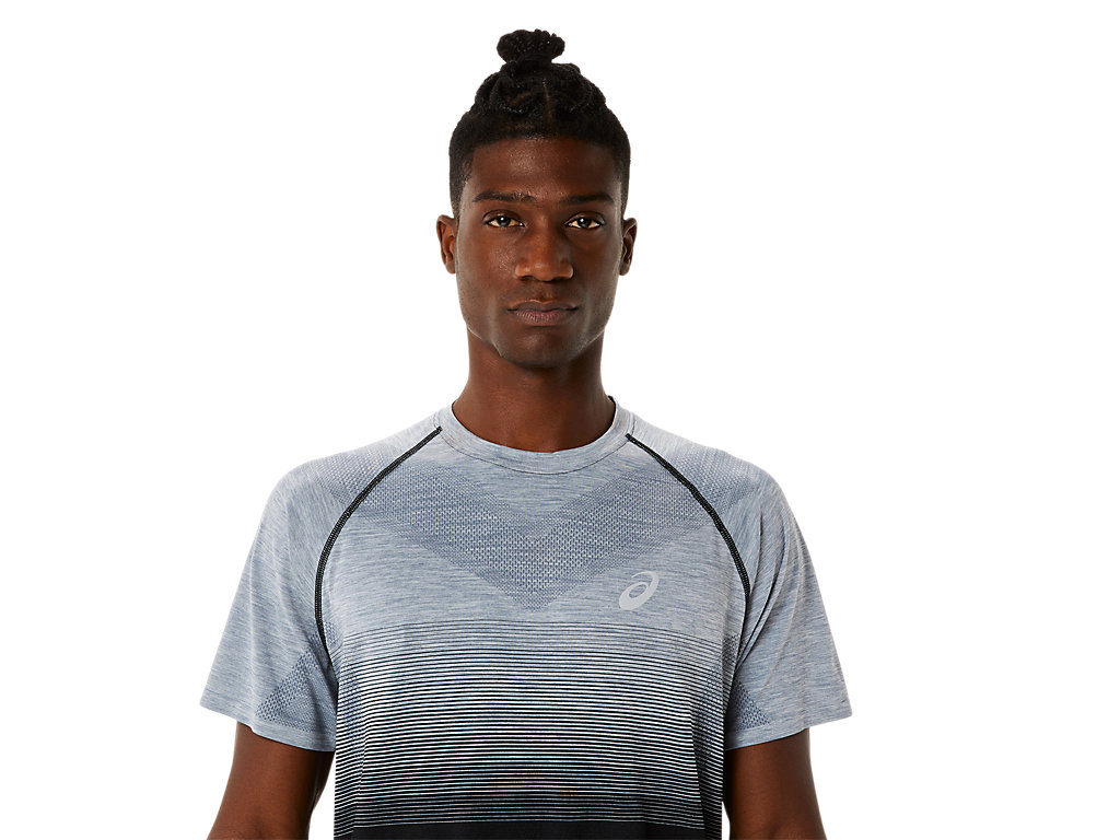 Men's Asics Seamless Sleeve T Shirts Black / Grey | 5420-HTQIF