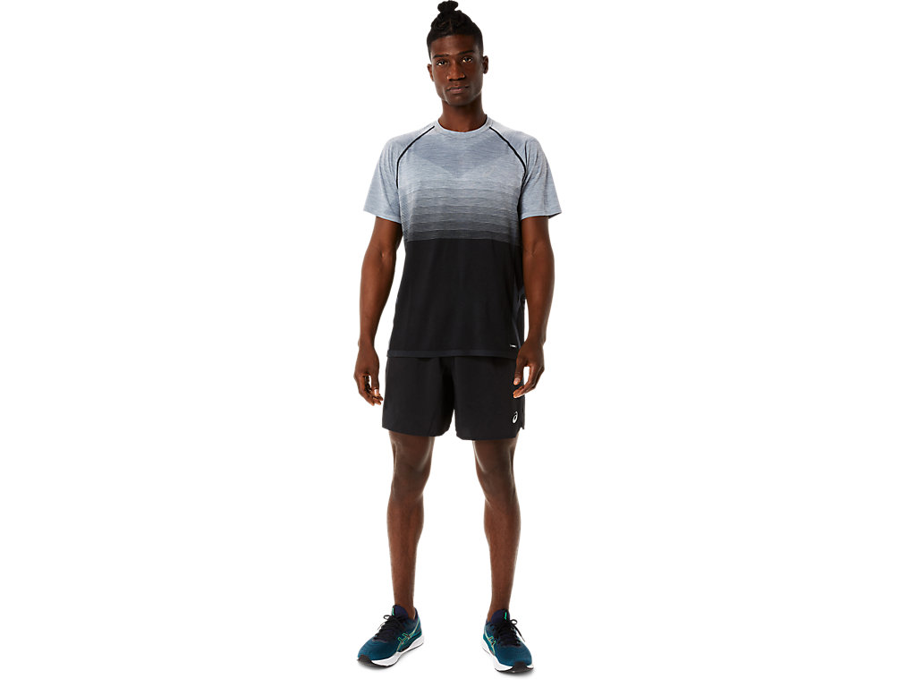 Men's Asics Seamless Sleeve T Shirts Black / Grey | 5420-HTQIF