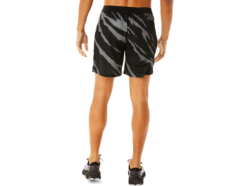 Men's Asics Seasonal All Over Prints Shorts Black / Deep Grey | 6210-PXGBC