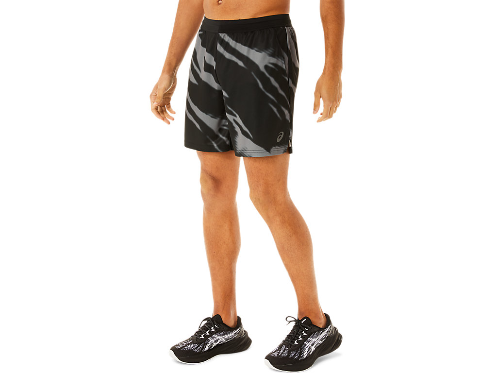 Men's Asics Seasonal All Over Prints Shorts Black / Deep Grey | 6210-PXGBC