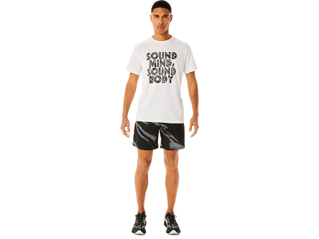 Men's Asics Seasonal All Over Prints Shorts Black / Deep Grey | 6210-PXGBC