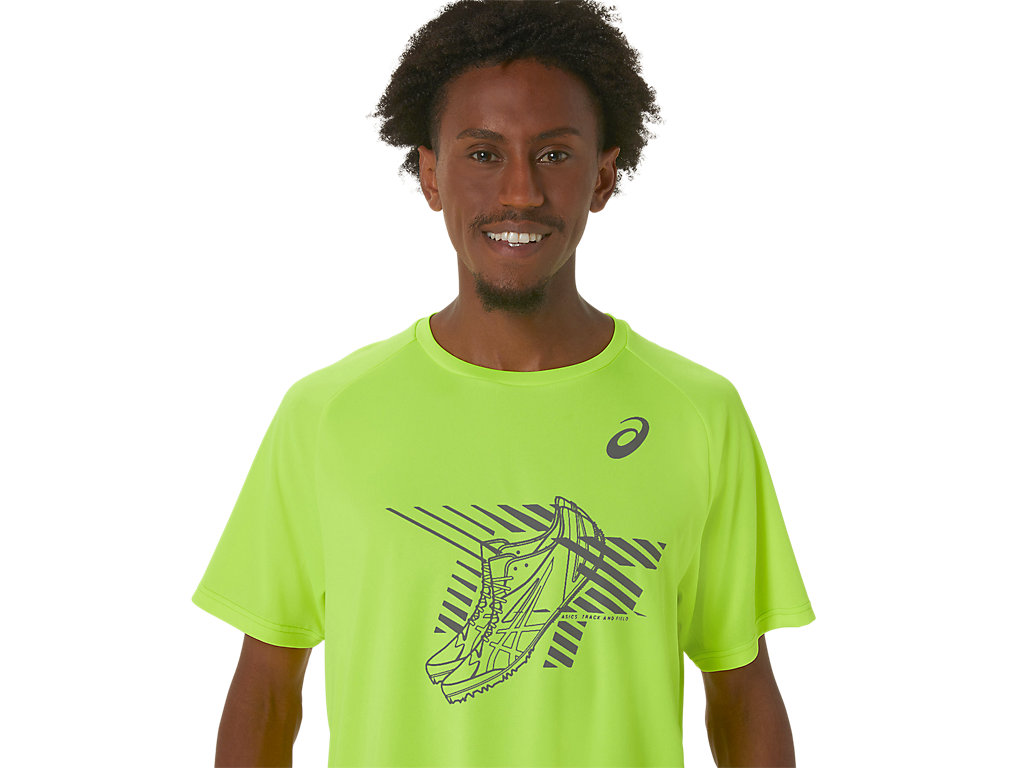 Men's Asics Shoes Graphic Sleeve T Shirts Yellow | 3715-IZCMV