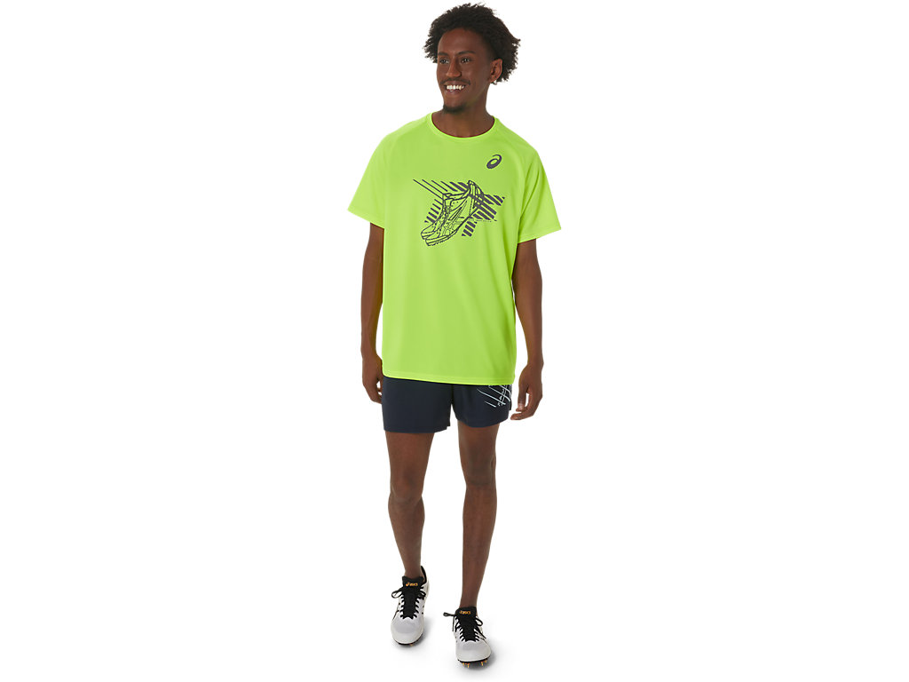 Men's Asics Shoes Graphic Sleeve T Shirts Yellow | 3715-IZCMV