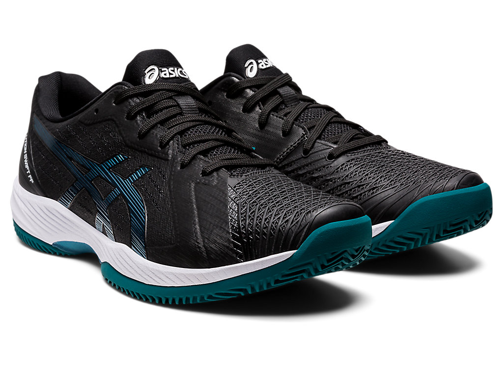 Men's Asics Solution Swift Ff Clay Tennis Shoes Black / Deep Green | 5108-NWQOX