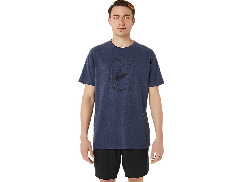 Men\'s Asics Spiral A Track And Field Tee T Shirts Navy | 9782-MDRTK