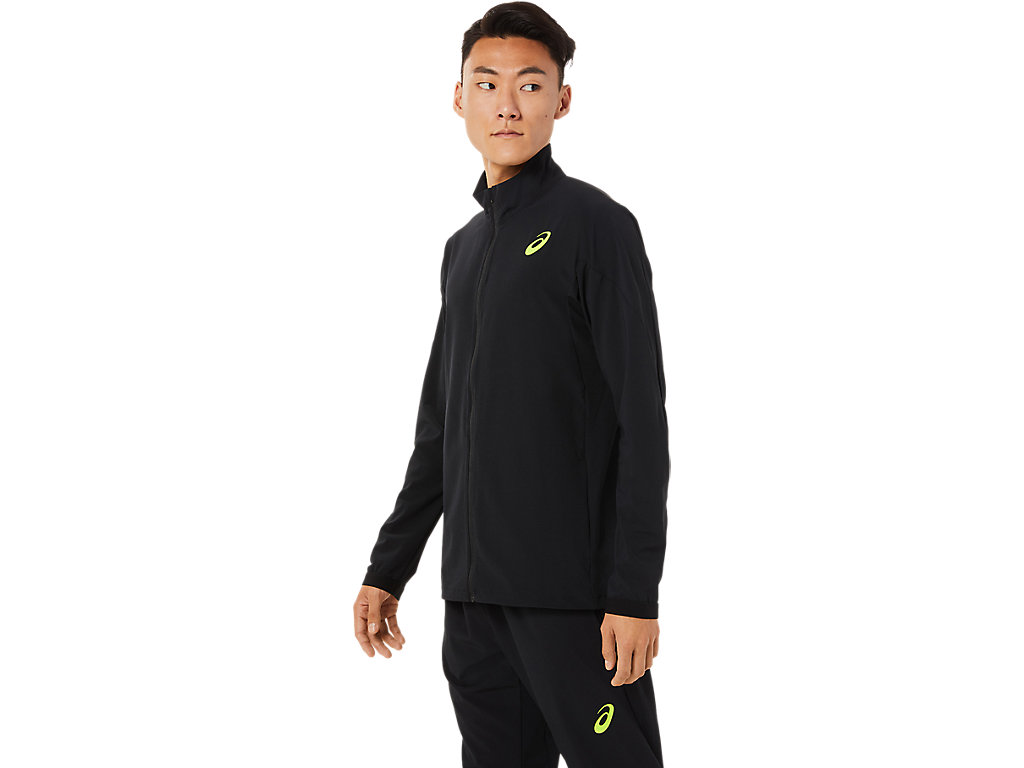 Men's Asics Stretch Woven Jackets Black | 5632-HQFOZ