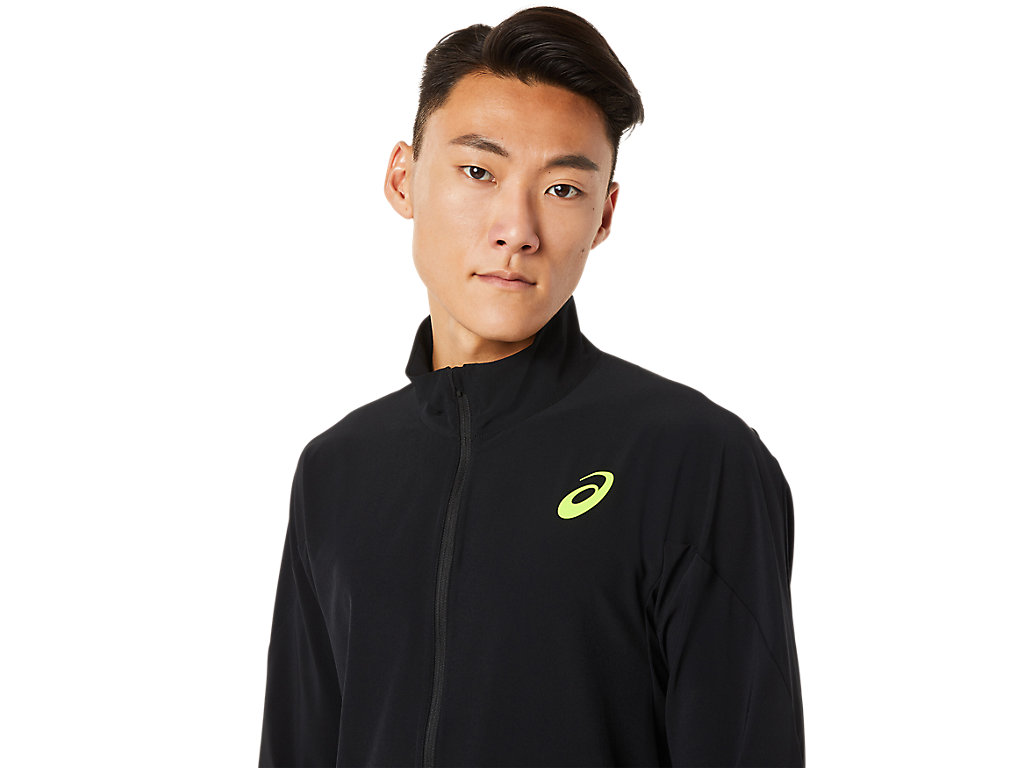 Men's Asics Stretch Woven Jackets Black | 5632-HQFOZ