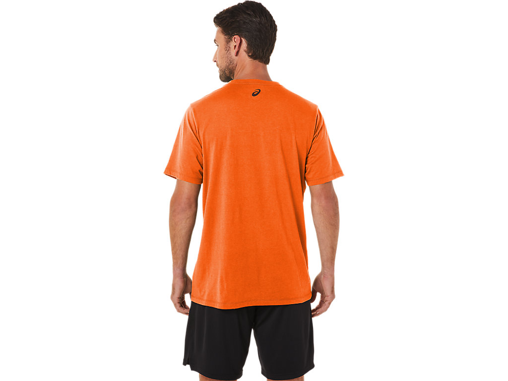 Men's Asics Sunrise Runner Graphic Tee T Shirts Orange | 0812-UVKNP