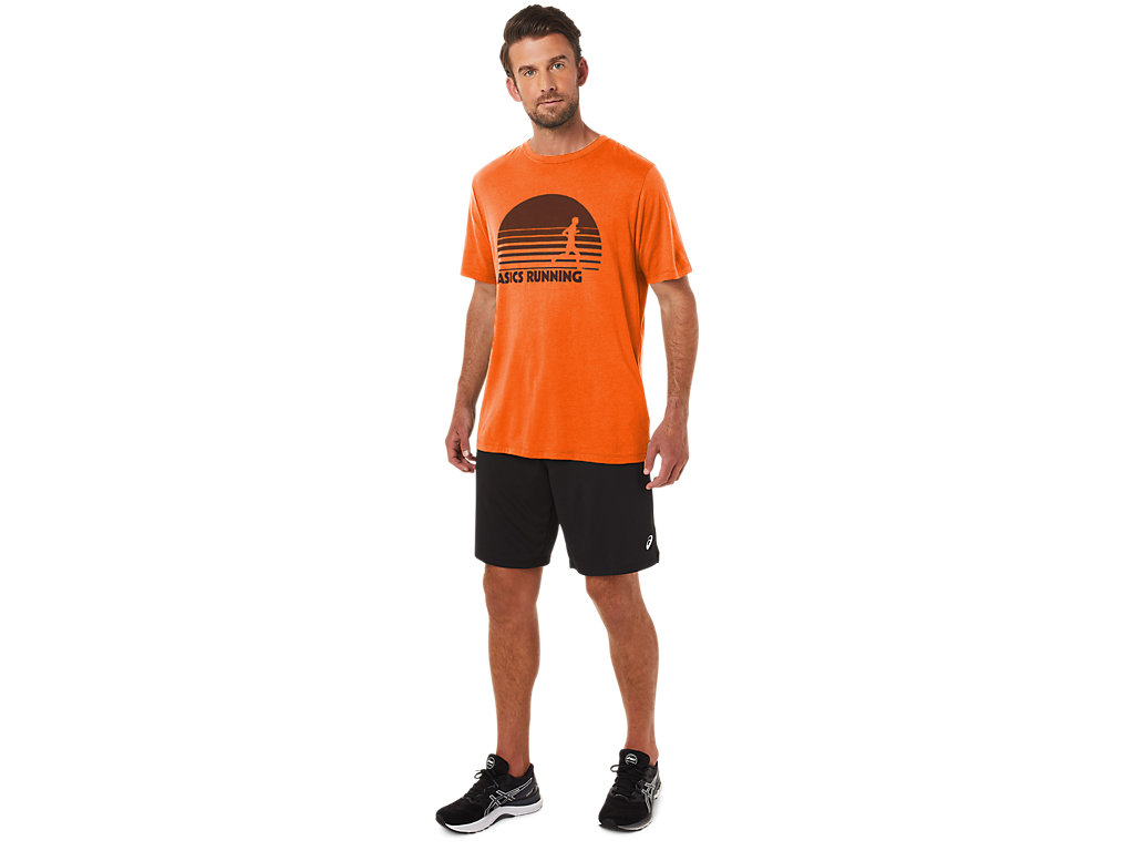 Men's Asics Sunrise Runner Graphic Tee T Shirts Orange | 0812-UVKNP