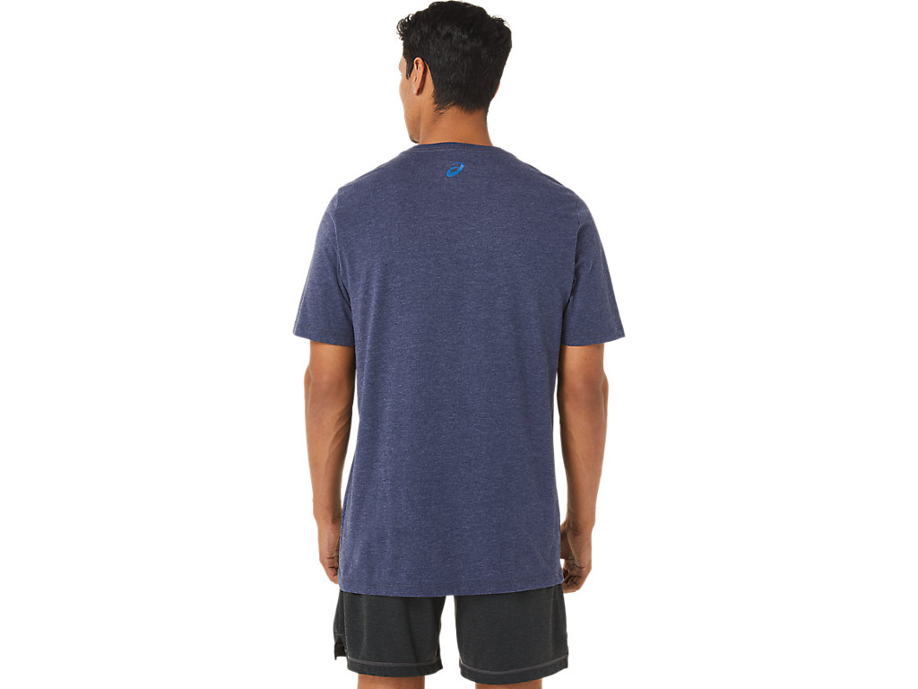 Men's Asics Sunrise Runner Graphic Tee T Shirts Navy | 1096-ANWKR