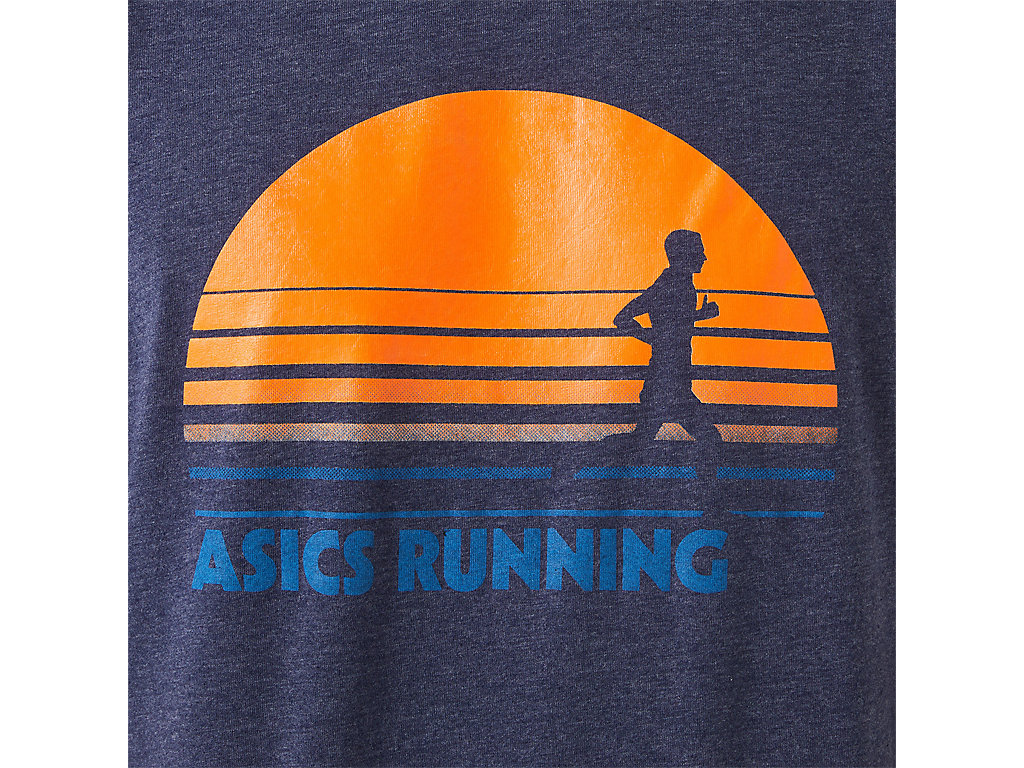 Men's Asics Sunrise Runner Graphic Tee T Shirts Navy | 1096-ANWKR