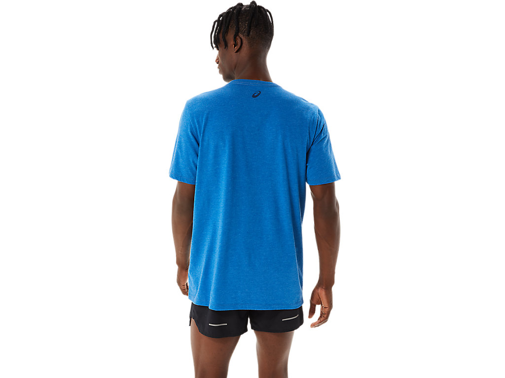 Men's Asics Sunrise Runner Graphic Tee T Shirts Blue | 8531-OHVES