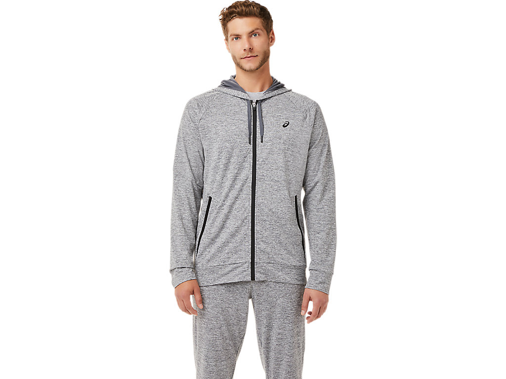 Men\'s Asics Tech Full Zip Hoodie Grey | 1893-QCHPD