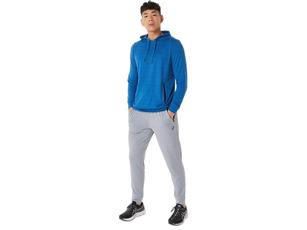 Men's Asics Tech Pullover Hoodie Blue | 5196-OAESD