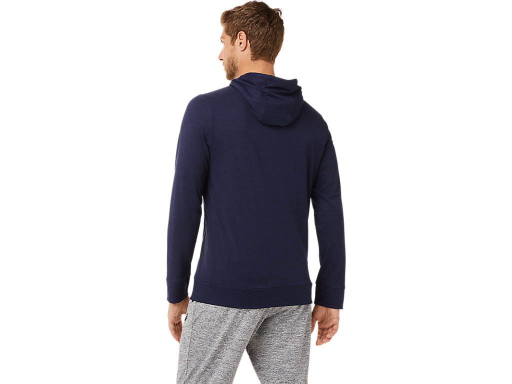 Men's Asics Tech Pullover Hoodie Navy | 6237-HDFVJ