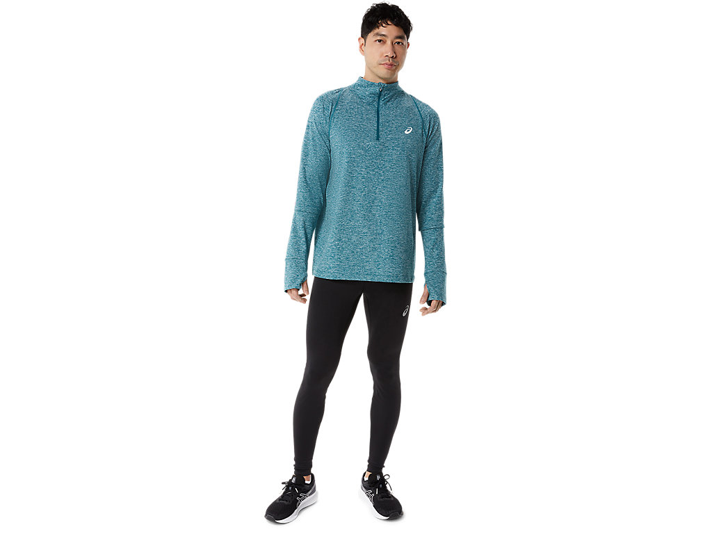 Men's Asics Thermopolis Quarter Zip T Shirts Blue | 5962-BSDIT