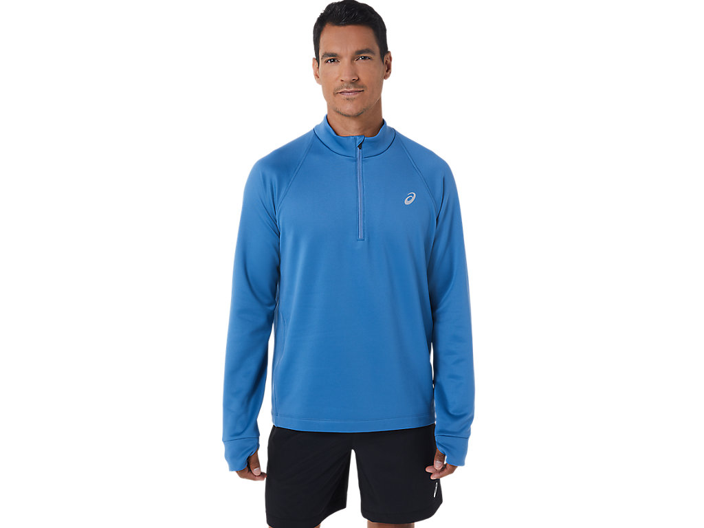 Men\'s Asics Thermopolis Winter 1/2 Zip T Shirts AZURE | 1425-KJTVW