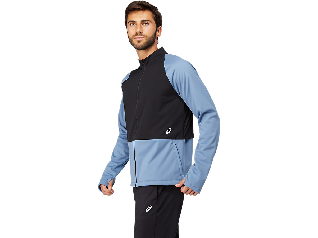 Men's Asics Thermostorm Full Zip Jackets Blue / Black | 6943-DAJFG