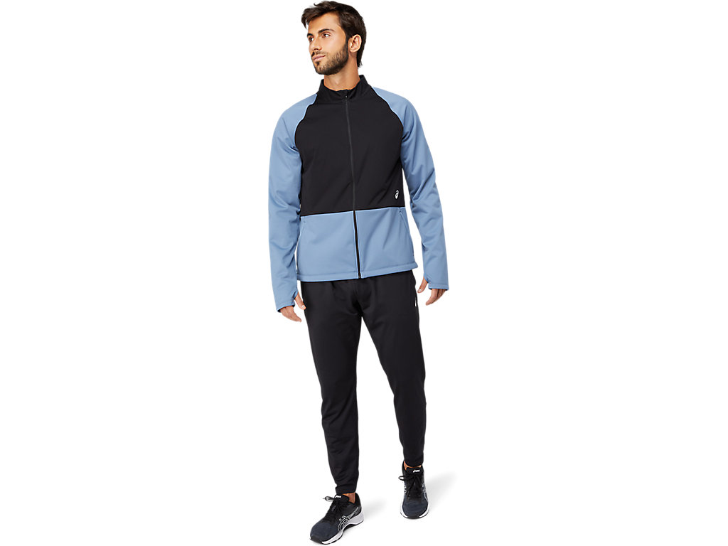 Men's Asics Thermostorm Full Zip Jackets Blue / Black | 6943-DAJFG