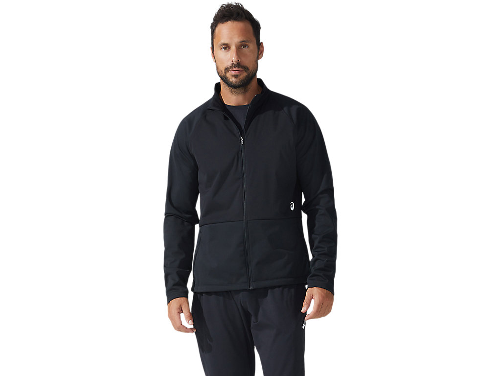 Men\'s Asics Thermostorm Full Zip Jackets Black / Black | 7831-YPUZQ