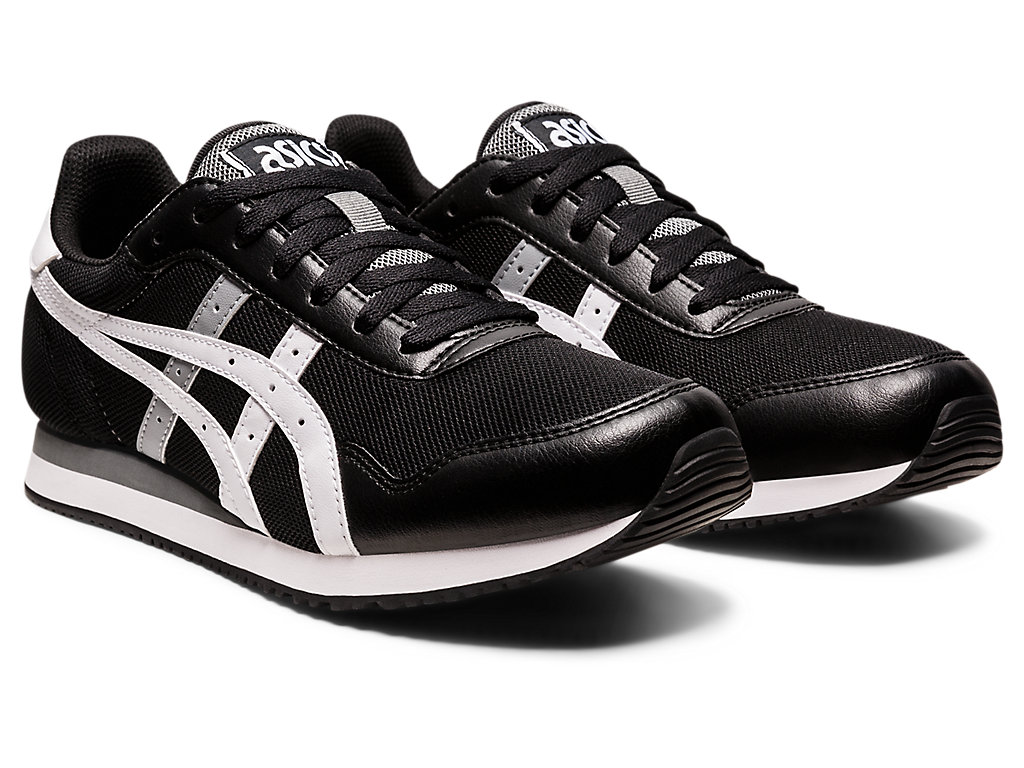 Men's Asics Tiger Runner Sneakers Black / White | 0795-PQSRO