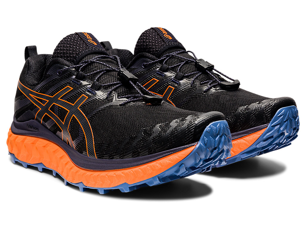 Men's Asics Trabuco Max Trail Running Shoes Black / Orange | 6084-FSXAJ