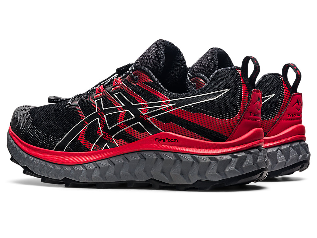 Men's Asics Trabuco Max Trail Running Shoes Black / Red | 6487-ZNUIX