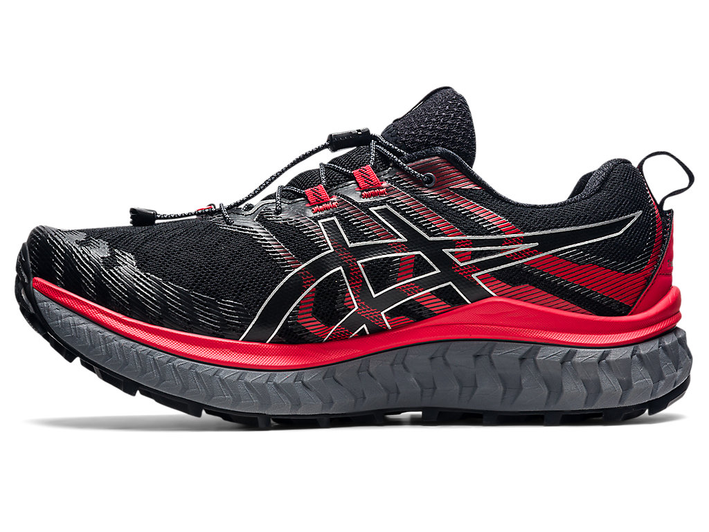 Men's Asics Trabuco Max Trail Running Shoes Black / Red | 6487-ZNUIX