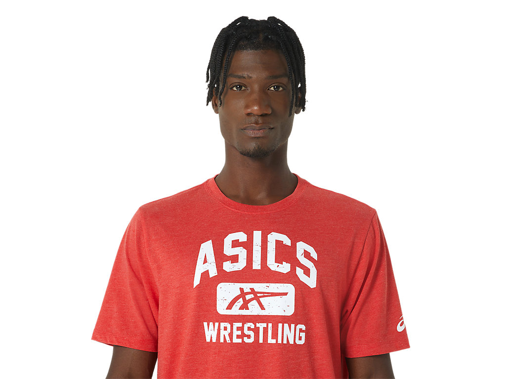 Men's Asics Unisex Wrestling Graphic Tee T Shirts Red | 0289-CPOFE