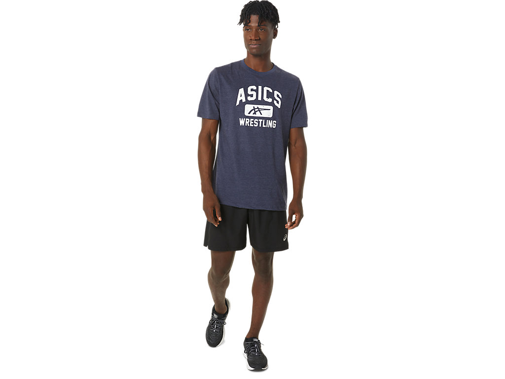 Men's Asics Unisex Wrestling Graphic Tee T Shirts Navy | 4729-PYBTU