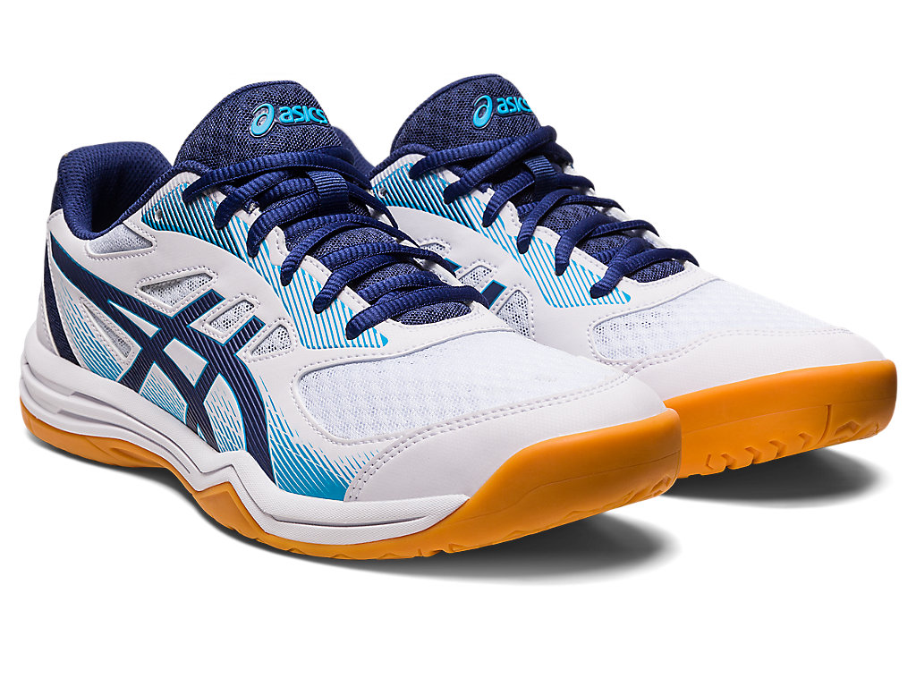 Men's Asics Upcourt 5 Volleyball Shoes White / Indigo Blue | 2968-HWMEP