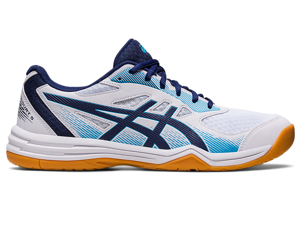 Men\'s Asics Upcourt 5 Volleyball Shoes White / Indigo Blue | 2968-HWMEP