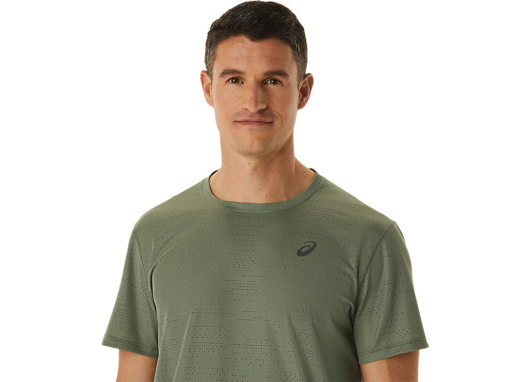 Men's Asics Ventilate Actibreeze Sleeve T Shirts Green | 5892-FLDCT