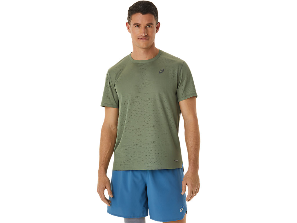 Men\'s Asics Ventilate Actibreeze Sleeve T Shirts Green | 5892-FLDCT