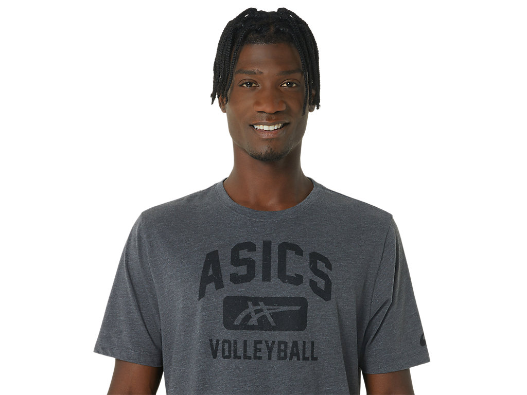 Men's Asics Volleyball Graphic Tee T Shirts Dark Grey | 4850-DZQRW