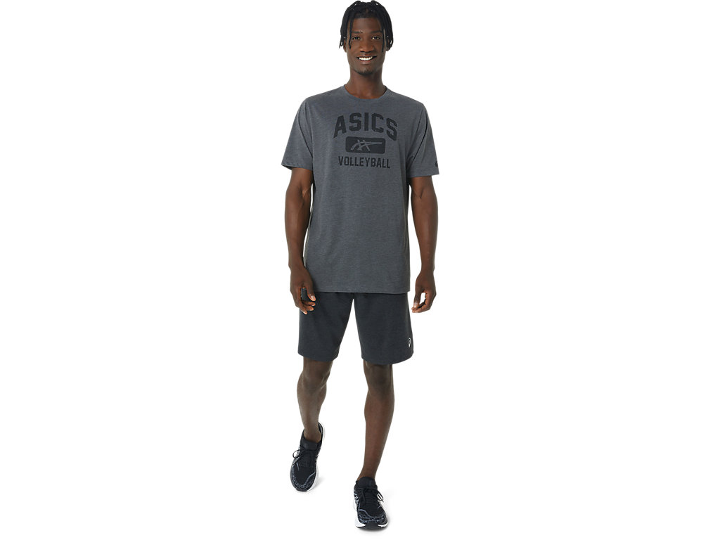 Men's Asics Volleyball Graphic Tee T Shirts Dark Grey | 4850-DZQRW