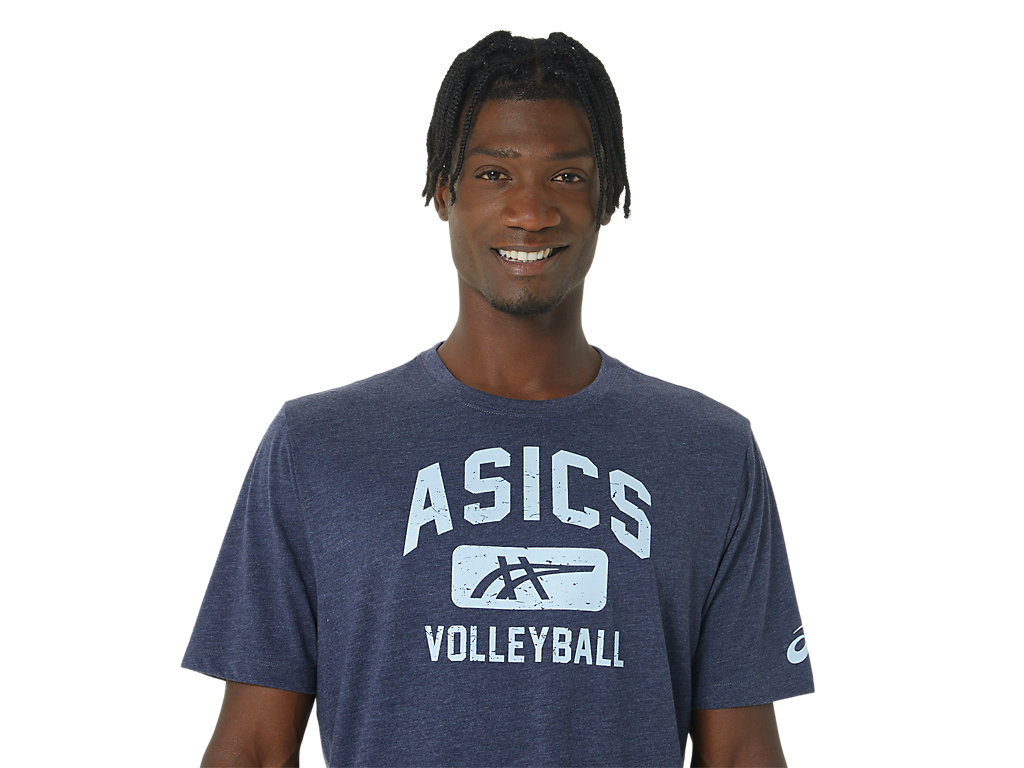 Men's Asics Volleyball Graphic Tee T Shirts Navy | 4890-QJGHT