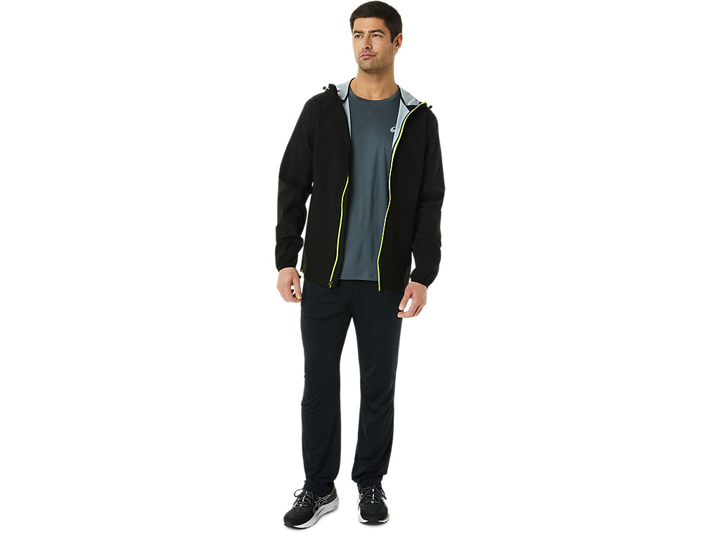 Men's Asics Waterproof Jackets Black / Green | 8709-JOTQI