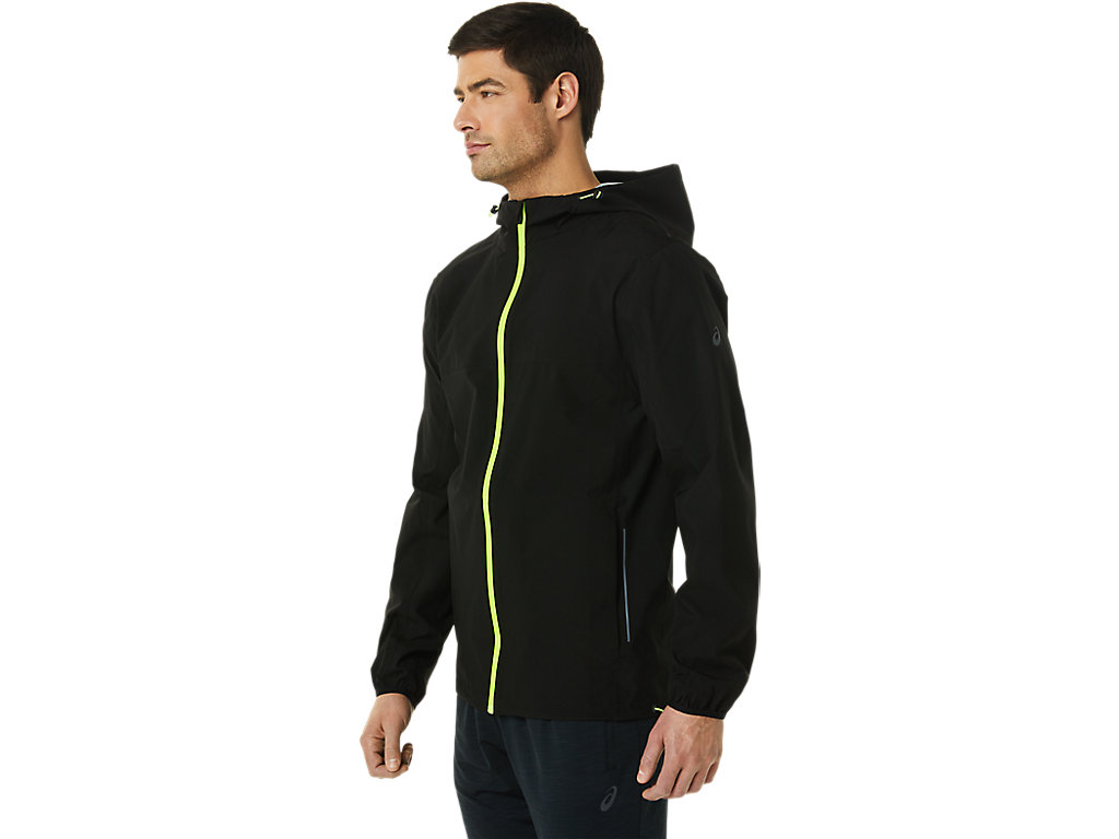 Men's Asics Waterproof Jackets Black / Green | 8709-JOTQI